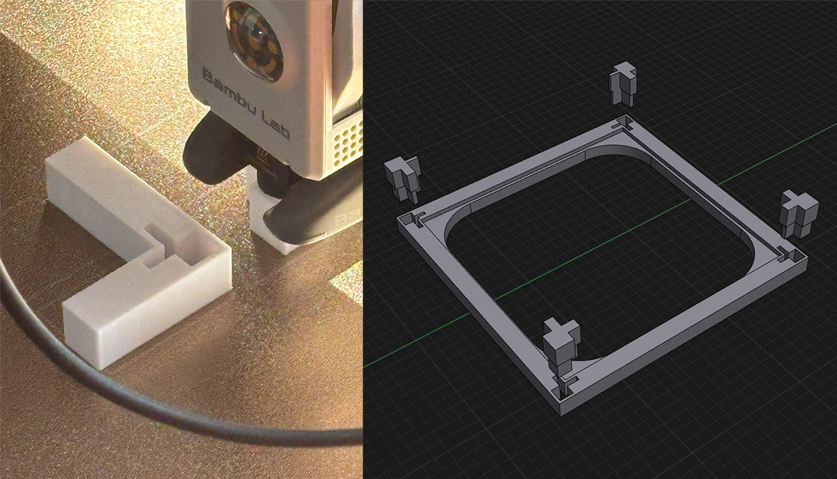 Links ein 3D Druck und rechts einen CAD Zeichnung